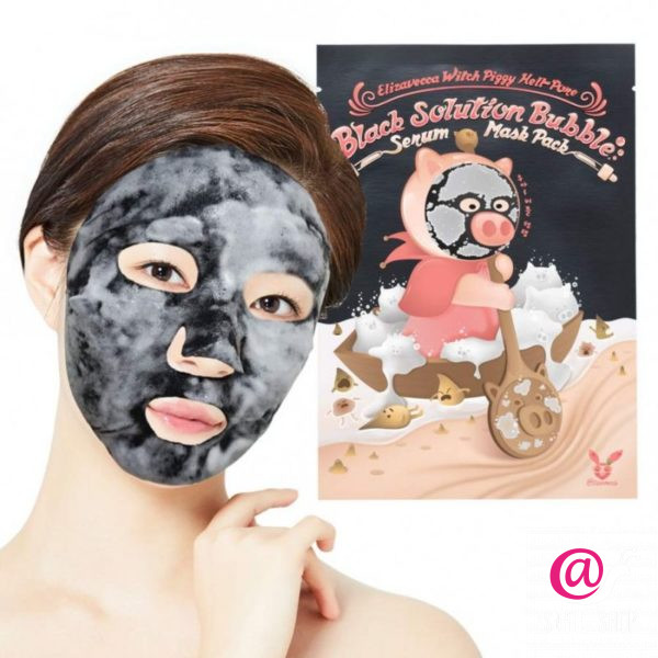ELIZAVECCA Маска для лица тканевая Witch Piggy Hell-Pore Black Solution Bubble Serum Mask Pack
