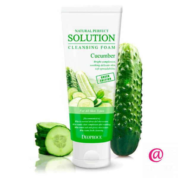 DEOPROCE Пенка для умывания NATURAL PERFECT SOLUTION CLEANSING FOAM GREEN EDITION CUCUMBER