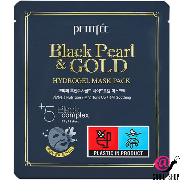 PETITFEE Гидрогелевая маска для лица с черным жемчугом Black Pearl & Gold Hydrogel Mask Pack