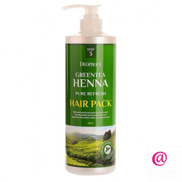 DEOPROCE Маска для волос с зелёным чаем и хной GREENTEA HENNA PURE REFRESH HAIR PACK