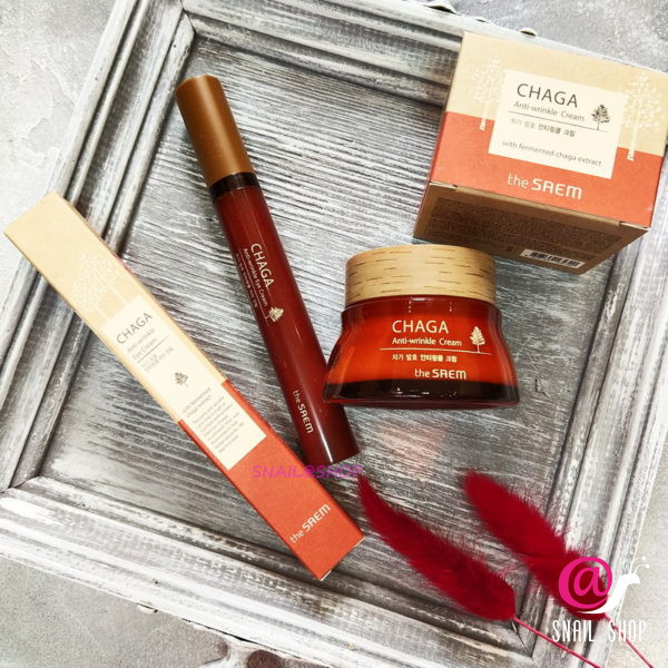 THE SAEM Крем для кожи вокруг глаз антивозрастной с экстрактом чаги CHAGA Anti-wrinkle Eye Cream