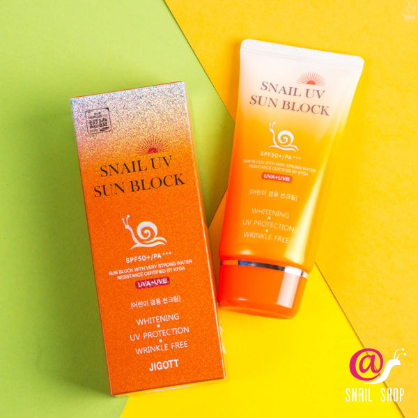 JIGOTT Солнцезащитный крем улиточный Snail Uv Sun Block SPF 50+ PA+++