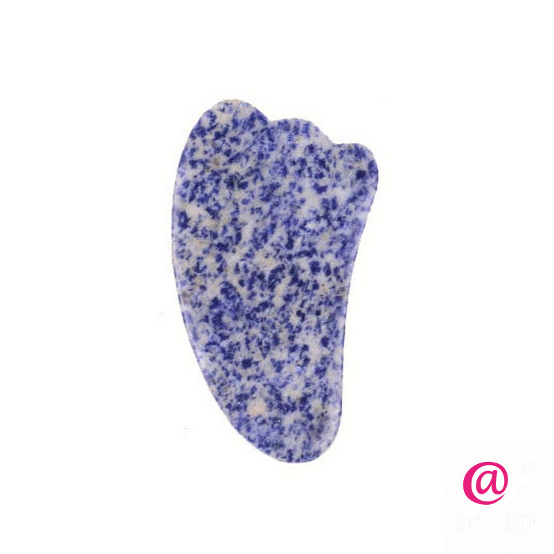 JADE ROLLER Скребок Гуаша из натурального камня содалит синяя точка (лапка)