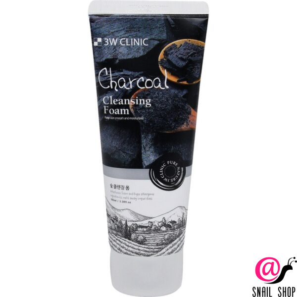 3W CLINIC Глубоко очищающая пенка для сужения пор Charcoal Cleansing Foam