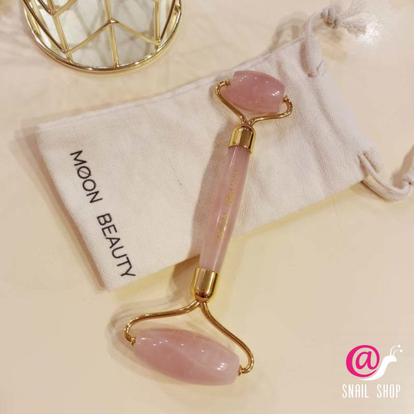 MOON BEAUTY Ролик массажный для лица из розового кварца, двусторонний гладний