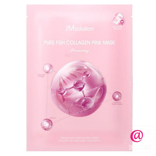 JM SOLUTION Укрепляющая маска с коллагеном для сияния кожи Pure Fish Collagen Pink Mask