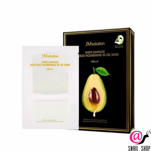 JM SOLUTION Тканевая ампульная маска с маслом авокадо Water Luminous Avocado Nourishing in OilMask