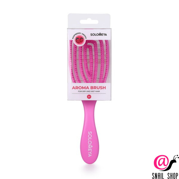 SOLOMEYA Расческа для сухих и влажных волос АРОМАТ МАЛИНЫ Wet Detangler Brush Oval Raspberry