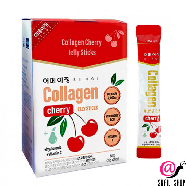 ILYANG БАД Желе коллагеновое с гиалуроновой кислотой (вишня) Singi Collagen Cherry Jelly Sticks