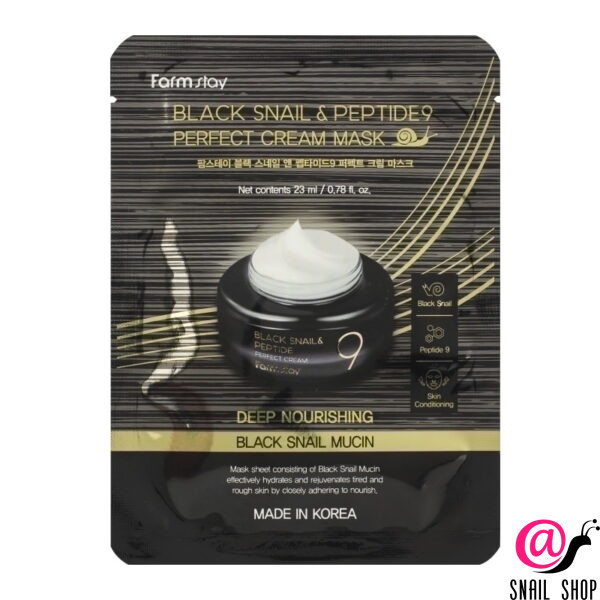 FARMSTAY Тканевая маска с муцином черной улитки и пептидами BlackSnail & Peptide9 Perfect Cream Mask