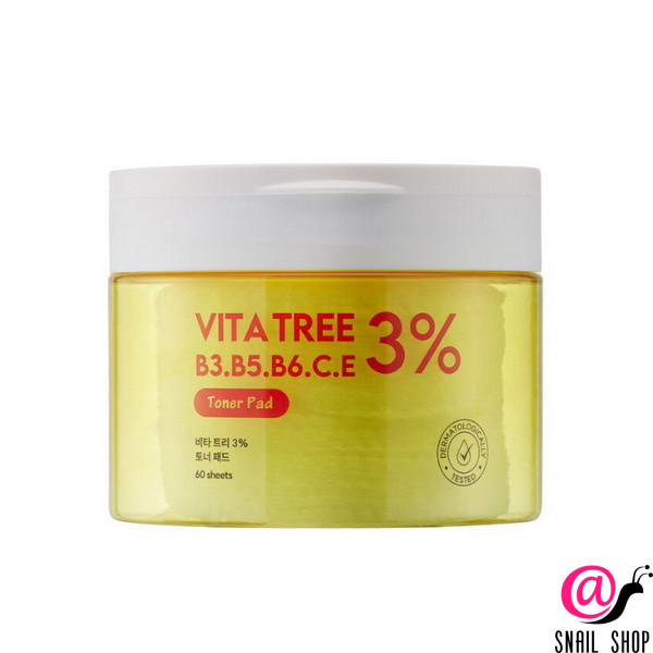 SHINCOS.LAB Очищающие пилинг-пэды Vita Tree B3.В5.В6.С.Е 3% Toner Pad