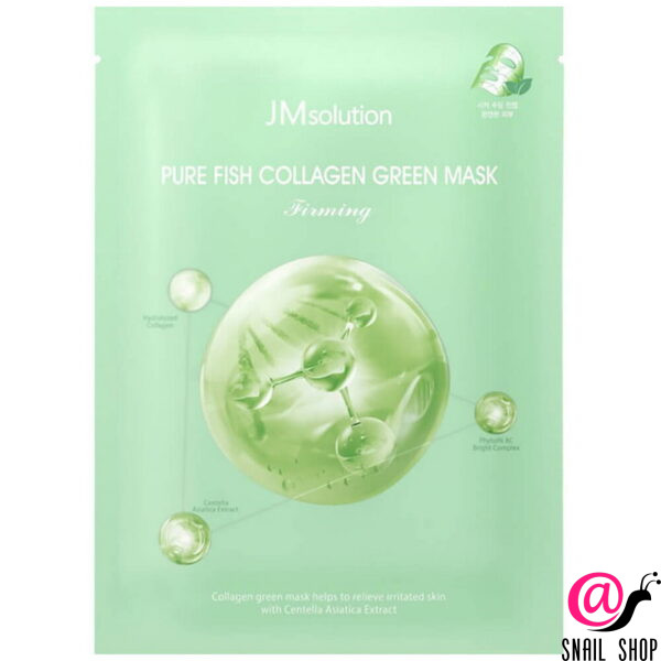JM SOLUTION Тканевая маска успокаивающая с коллагеном Mask Pure Fish Collagen Green Firming