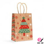 Пакет бумажный подарочный новогодний крафт "Ёлка", 15 × 21 × 8 см.