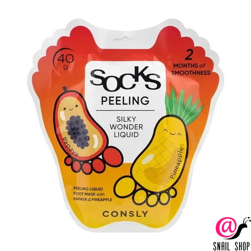 CONSLY Носочки для ног отшелушивающие с экстрактами папайи и ананаса Silky Wonder Liquid