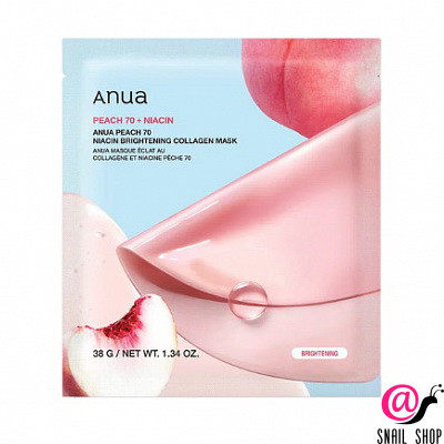 ANUA Осветляющая гидрогелевая маска с персиком Peach 70 Niacin Brightening Collagen Mask