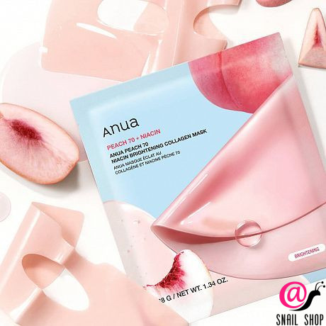ANUA Осветляющая гидрогелевая маска с персиком Peach 70 Niacin Brightening Collagen Mask