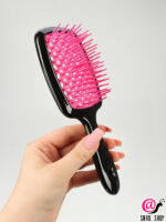 SIMA LAND Расчёска массажная, широкая, вентилируемая, 20.5*8.5 см, чёрная/розовая