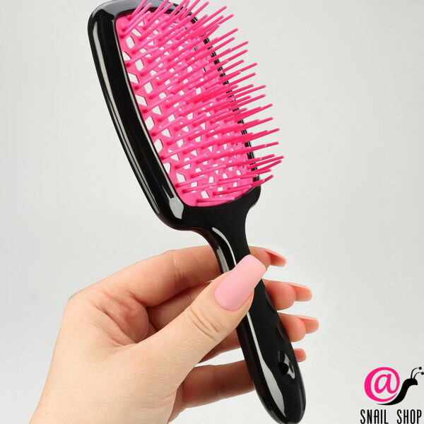 SIMA LAND Расчёска массажная, широкая, вентилируемая, 20.5*8.5 см, чёрная/розовая