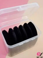 KRISTALLER Набор спонжей-пуховок в пластиковом контейнере для сухих и кремовых текстур, черный, 6 шт