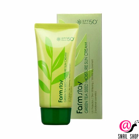 FARMSTAY Солнцезащитный крем Green Tea Seed Moisture Sun Cream Spf50+ Pa+++
