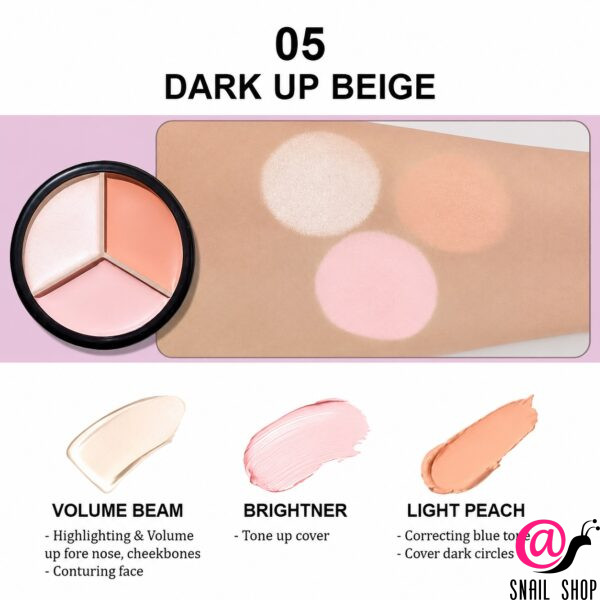 THE SAEM Консилер для лица трехцветный Cover Perfection Triple Pot Concealer 05 Dark Up Beige